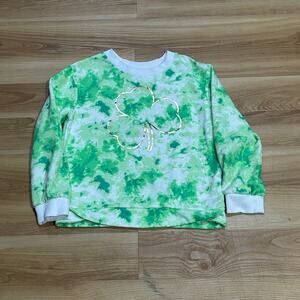 Cat & Jack Four-Leaf Clover Green White Sweatshirt, Kid's Size Small (6)